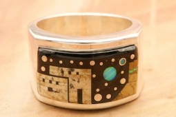 Calvin Begay Starry Night at the Pueblo Sterling Silver Ring